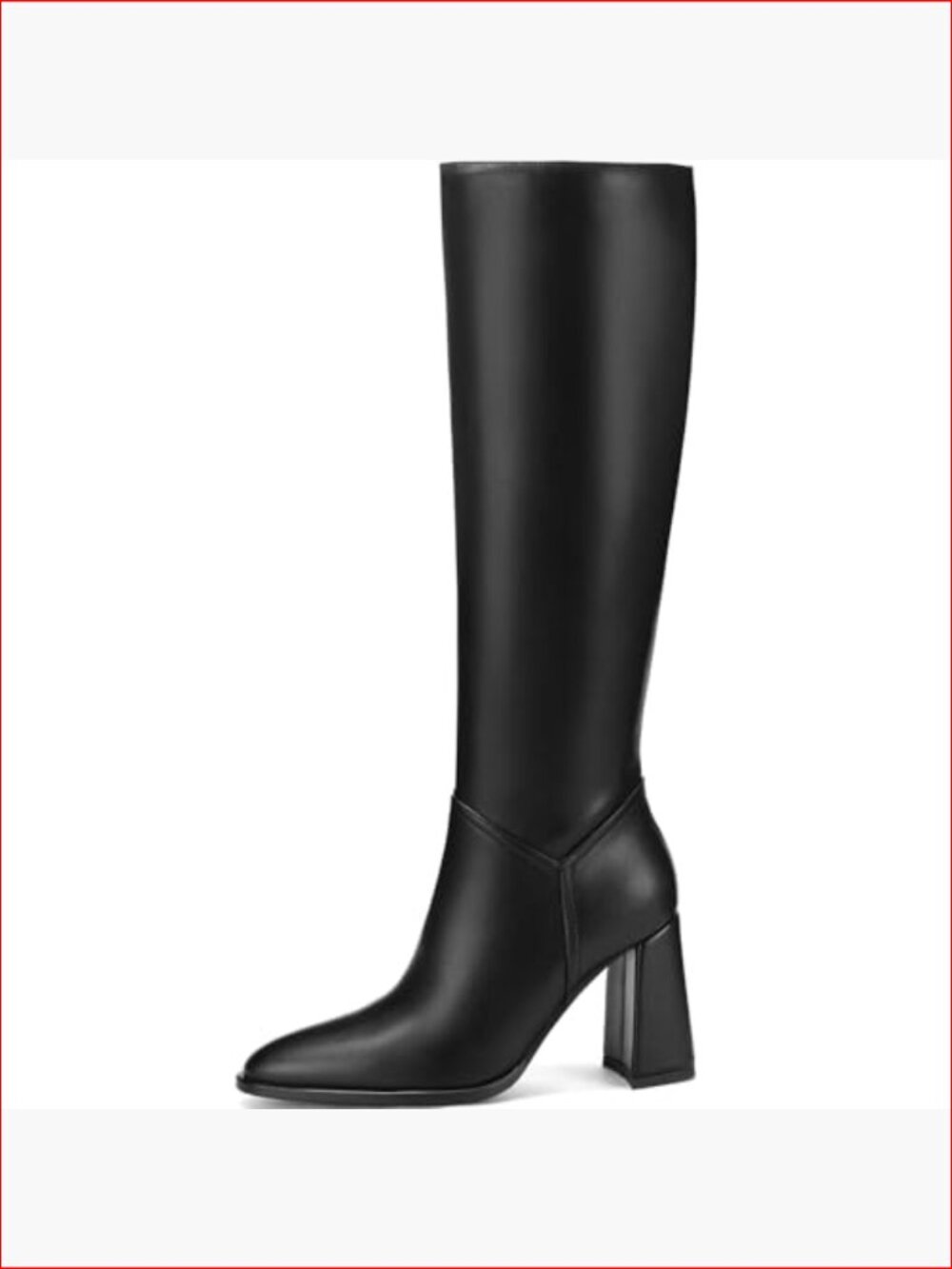 Knee High Boots with Chunky Heel Pointed Toe Side Zipper Polyurethane - Picture 4 of 6